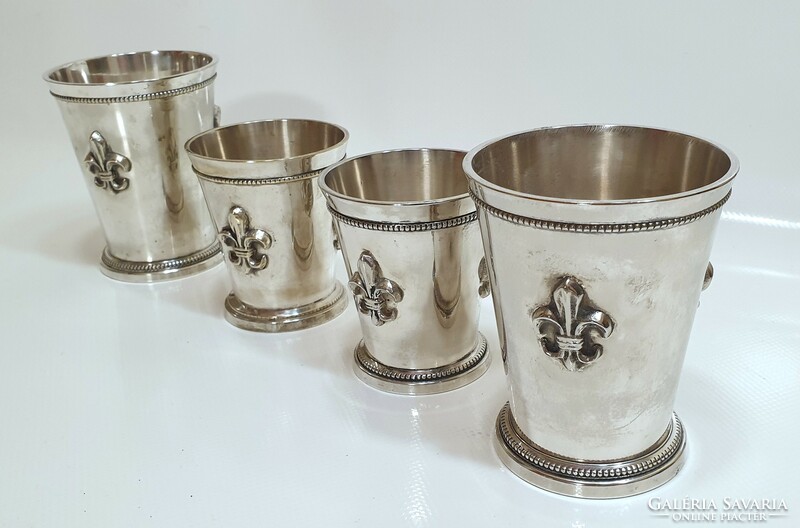 Silver-plated champagne bucket, champagne cooler, wine cooler with Anjou lily glasses (4 pcs.)