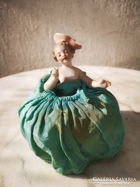 Antique tea doll bonbonier porcelain biscuit doll, special rarity collection. A video was also made!
