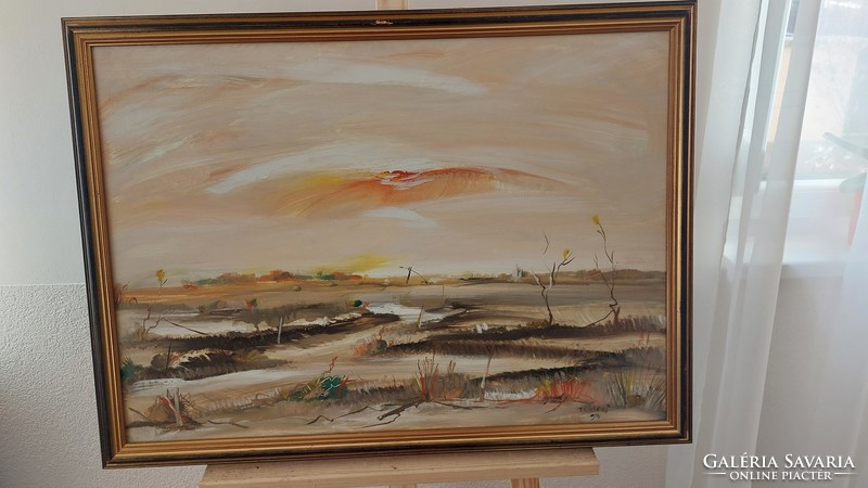 (K) beautiful signed landscape painting, with a mere 76x57 cm frame