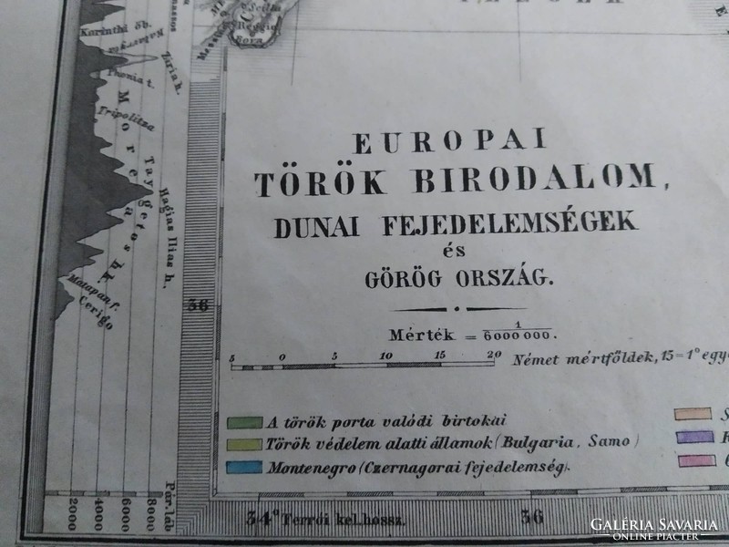 Stieler Iskolai átlásza, Európai török birodalom Dunai fejedelemségek és Görög ország (1878)
