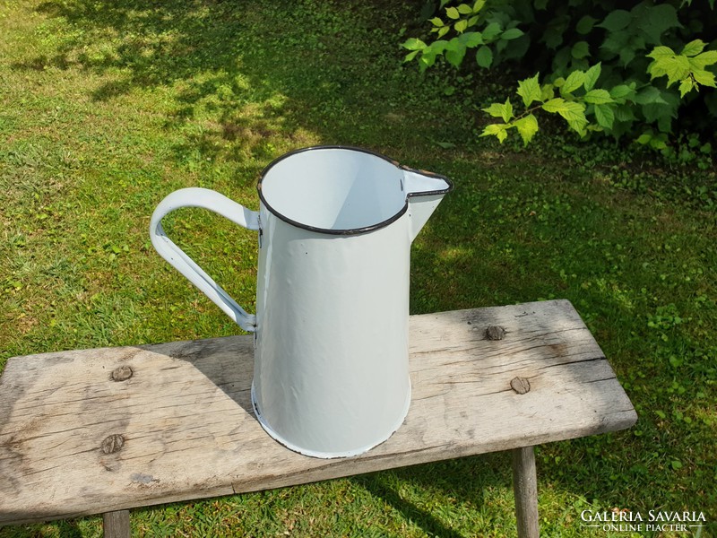 Vintage old enamel blue white large 4 l iron wash jug water jug enameled water jug