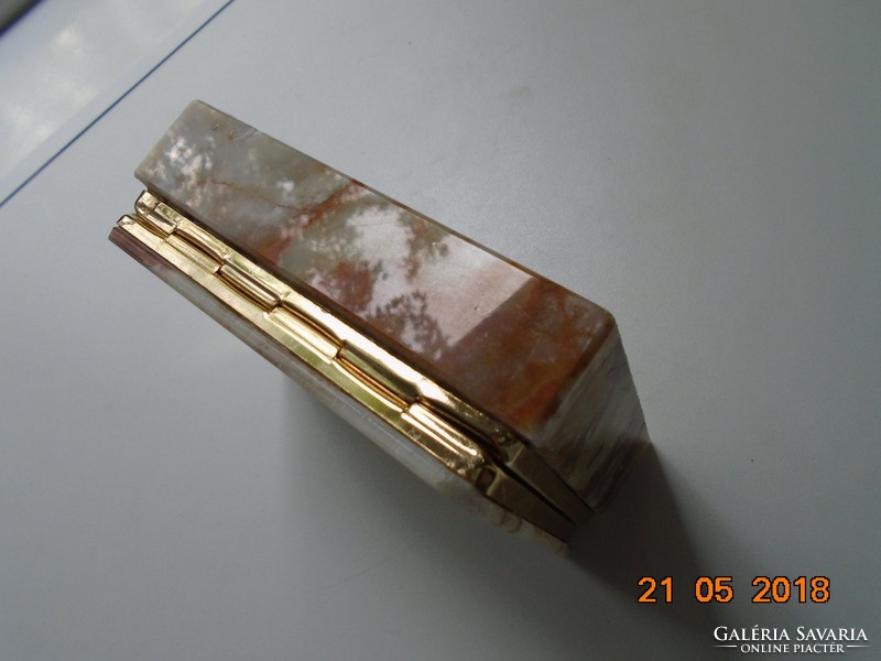 Onyx (semi-precious stone) polished box with shiny copper hinge