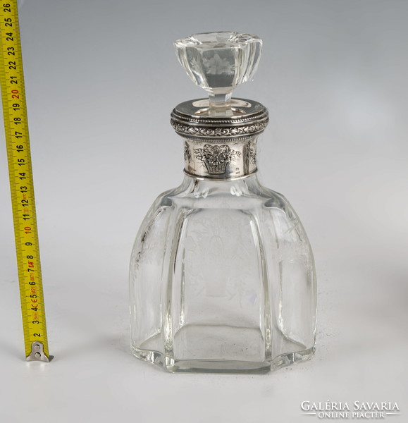 Liqueur bottle with silver neck