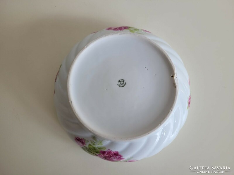 Régi Epiag Aich gyöngyös porcelán tál rózsa mintás népi falidísz vintage kínáló