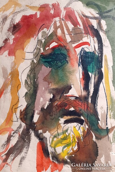 Jézus portré - akvarell (30x22 cm) Krisztus, vallásos portré