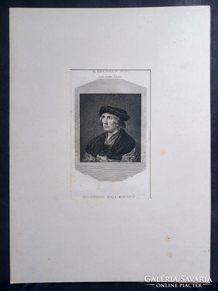 Portrait of the German painter Hans Holbein the Younger - antique etching - bildniss holbein's