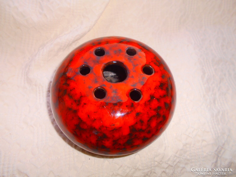 Ikebana vase with jury-marked burning red glaze