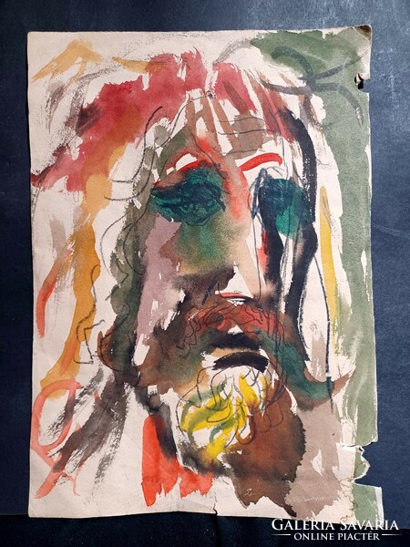 Jézus portré - akvarell (30x22 cm) Krisztus, vallásos portré