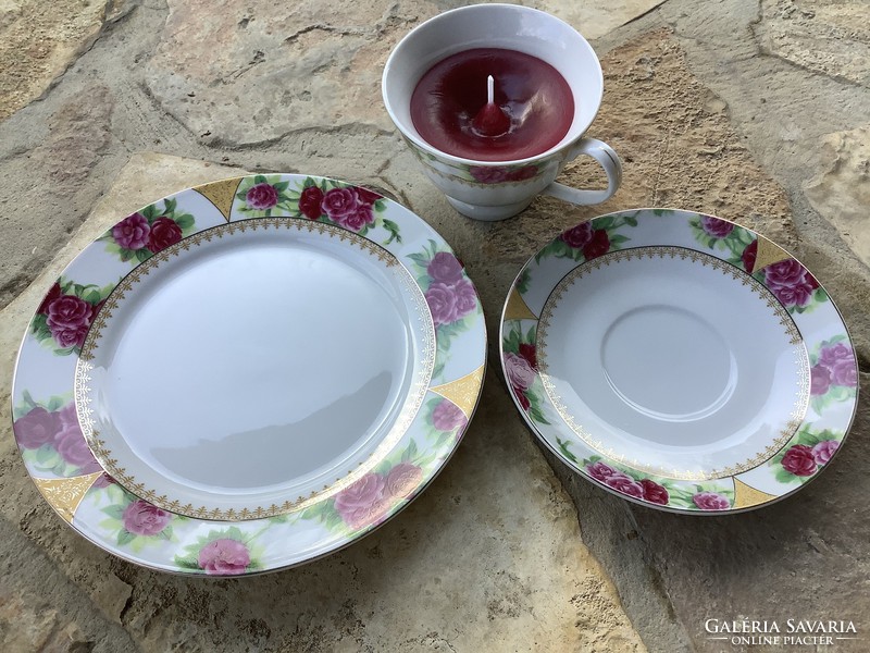 Seltau & Wieden rózsás Porcelán reggelizőkészlet illatgyertya