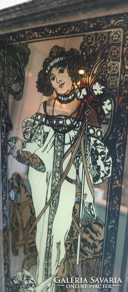 Art Nouveau Jugendstil Alfonz Mucha style mirror wall picture. Negotiable.