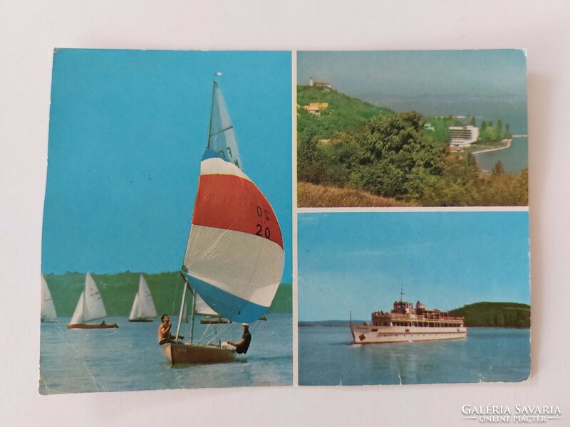 Retro postcard photo postcard Balaton ships