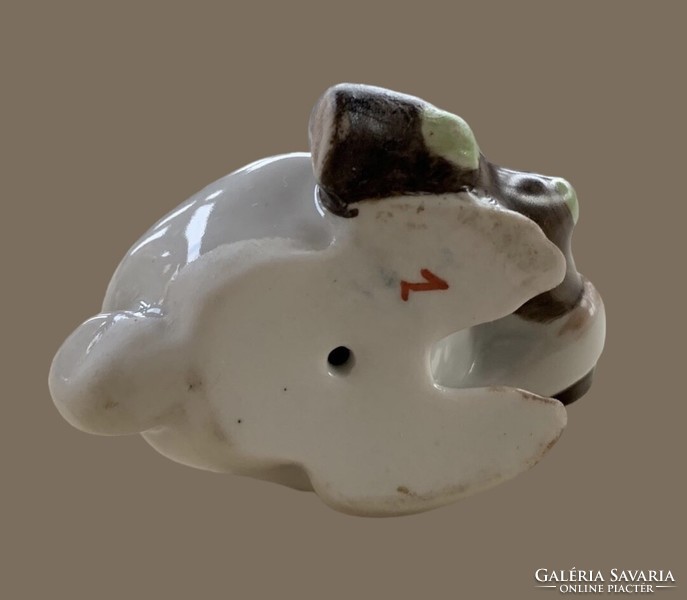 Zsolnay bunny with paws, porcelain rabbit