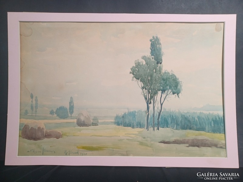 Balatonfüred, 1920 watercolor, work of Ferenc Siligai (46x31 cm)