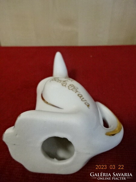 Spanish porcelain dog, richly gilded, with the inscription costa brava. Jokai.