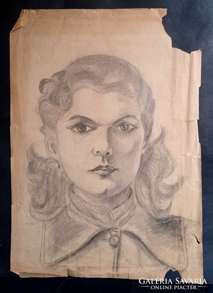 Female portrait - bekka - graphite pencil drawing (full size 43x30 cm)