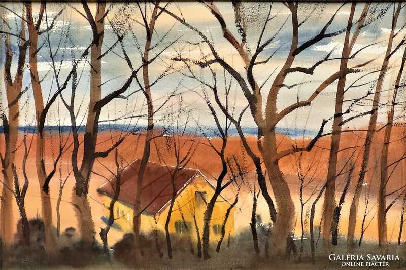 József Dobroszláv (1932 - ) landscape c. His painting is 73x53cm with an original guarantee!