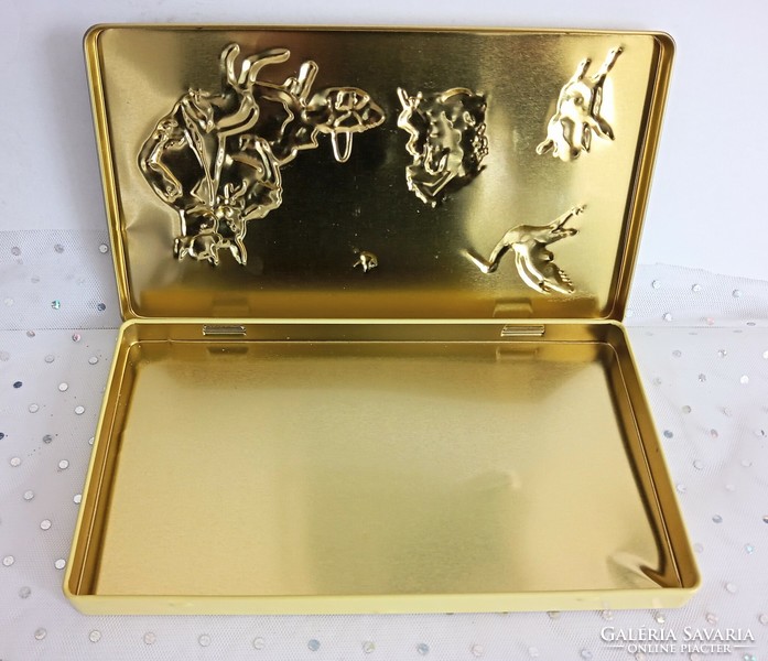Metal box with bunny embossed