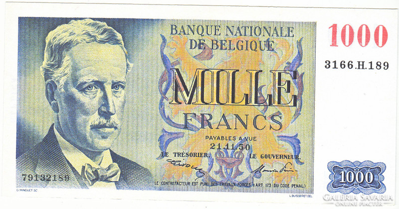 Belgium 1000 Belgian francs 1956 replica
