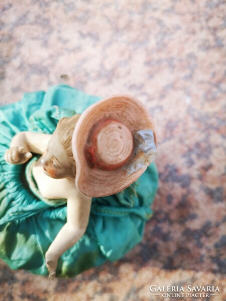 Antik tea baba bonbonier porcelán biszkvit baba, különleges ritkaság gyüjtemény. Videó is készült!