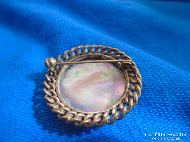 Old brooch unique braided abalone