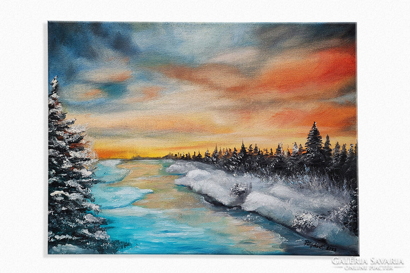 Pilipár year: winter glow 30x40 oil painting, canvas