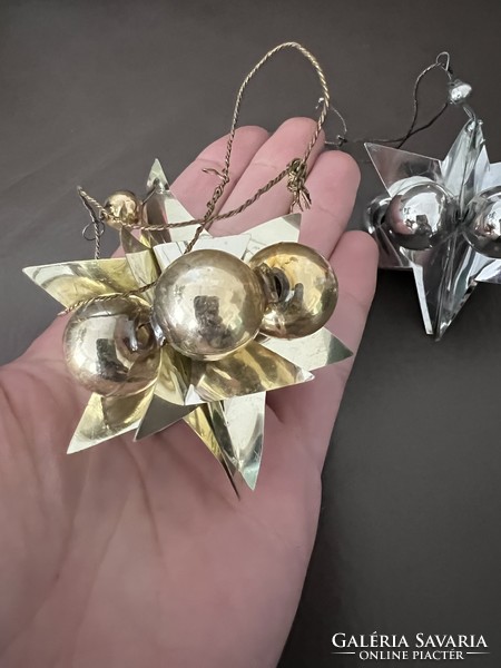 Gold and silver glass, foil Christmas tree decoration star