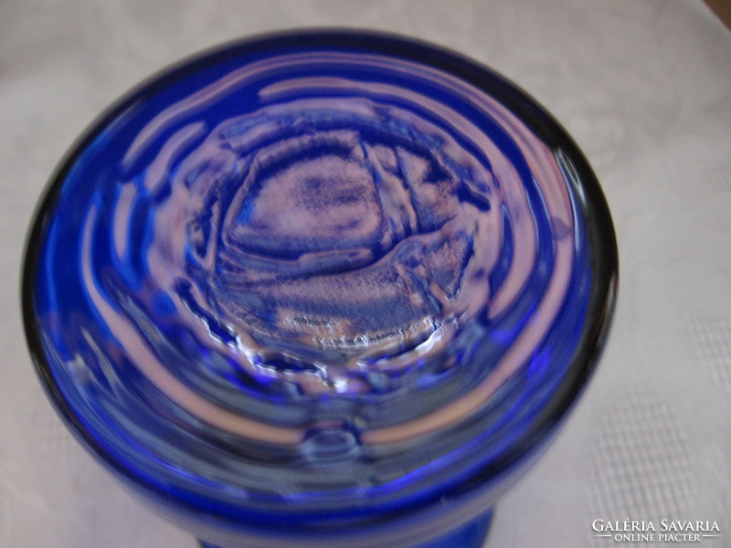 Retro kobalt kék pop art gyertyatartó, mécsestartó INGRID GLAS