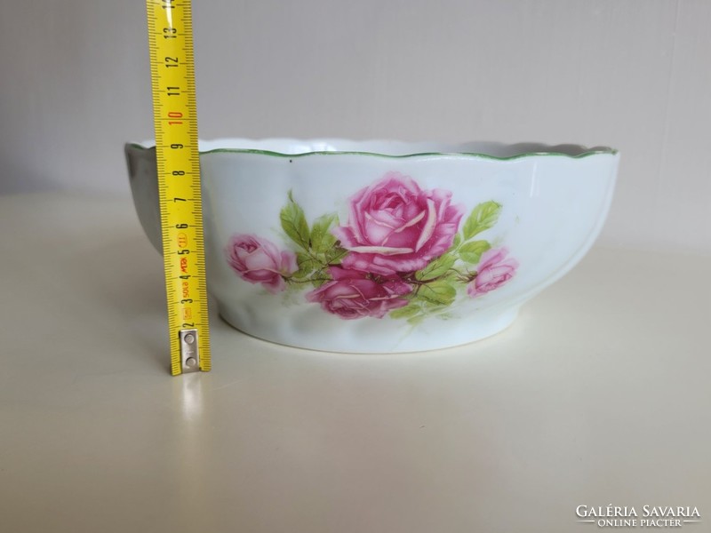 Old epiag aich beaded porcelain bowl rose pattern folk wall decoration vintage offering
