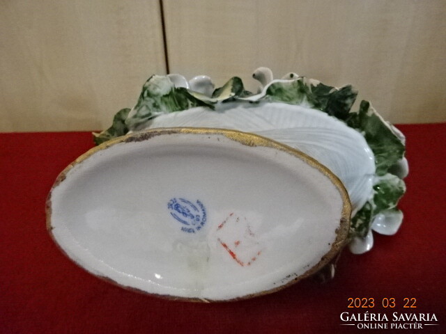 Alba julia porcelain flower basket, length 18 cm. Jokai.