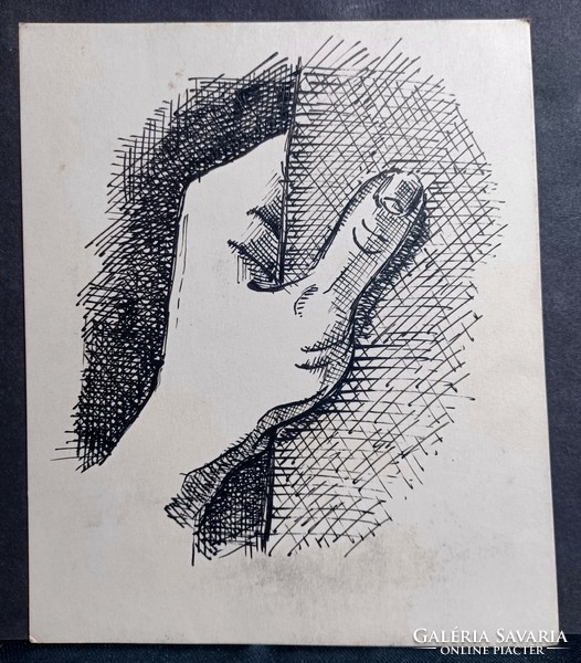Hand - ink drawing, miniature (13x15 cm)