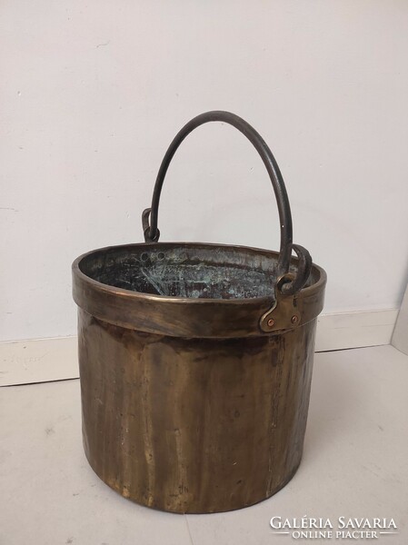 Antique kitchen copper cauldron heavy vessel brass decorative kettle with iron handle 877 6805
