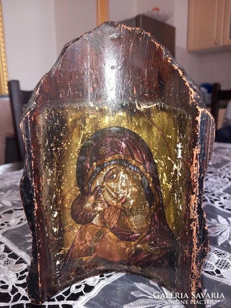 Icon, xix. Early century, painted on ceramic, 22 x 18 cm.