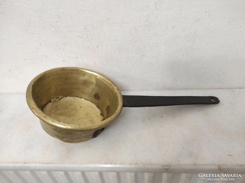 Antique brass pot kitchen tool with long wrought iron handle 63 6800