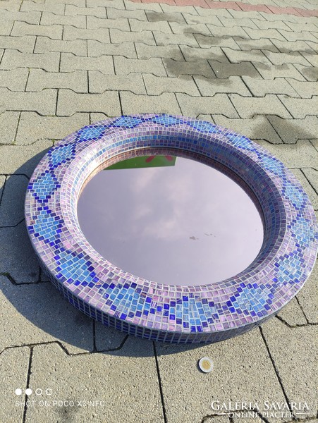 Exclusive mosaic framed mirror large size 65 cm diameter 15 kg massive artist mirror in a frame