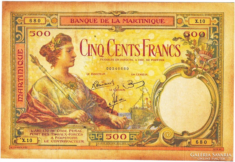 Martinique 500 Martiniquei frank 1932 REPLIKA