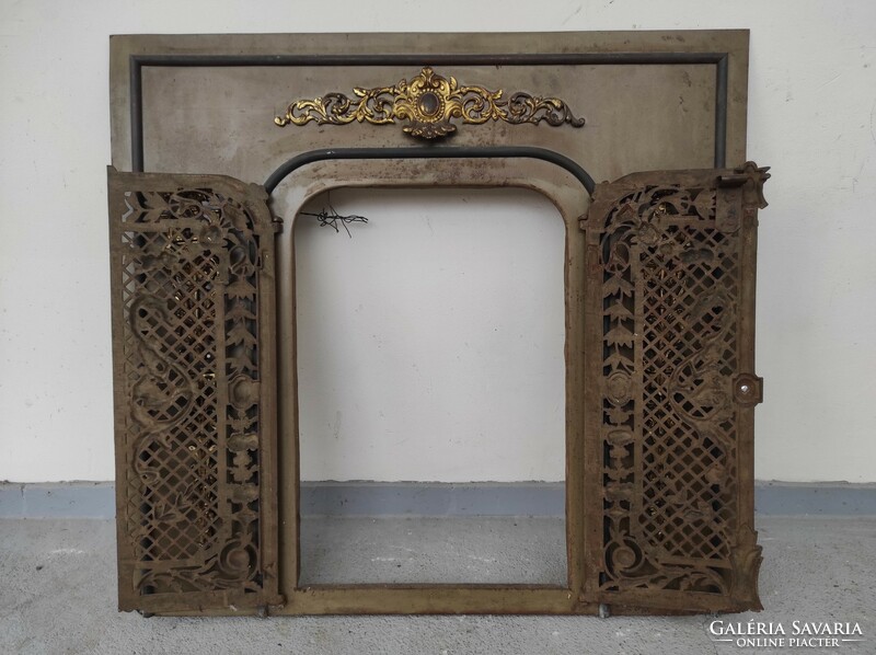 Antique fireplace stove frame cast iron overlay 613