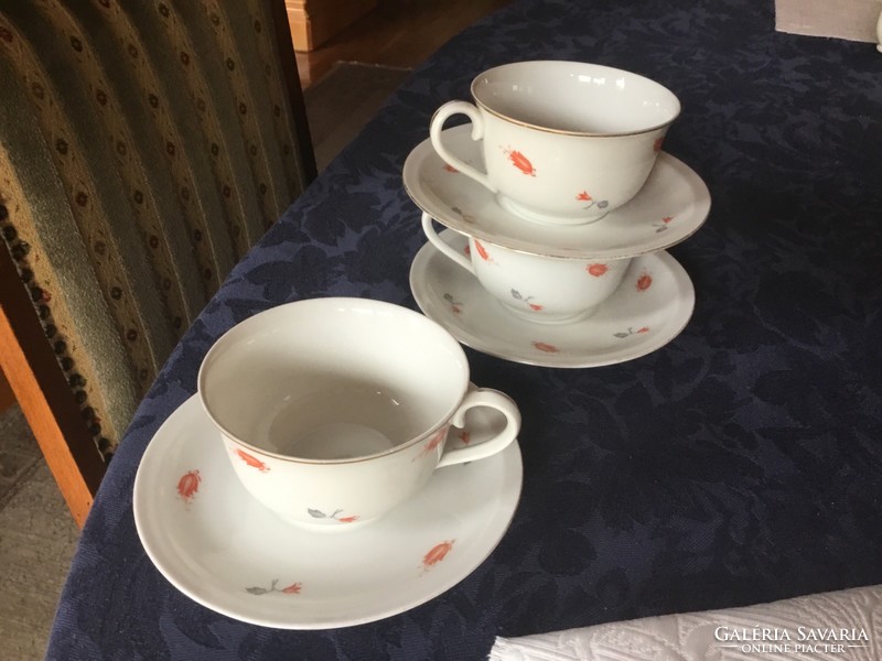 Antique zsolnay tea cups with placemat, 3 pcs