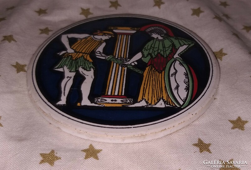 Görög kerámia poháralátét dísz csempe 9 cm SMALTOTECHNIKI MOSCHATO