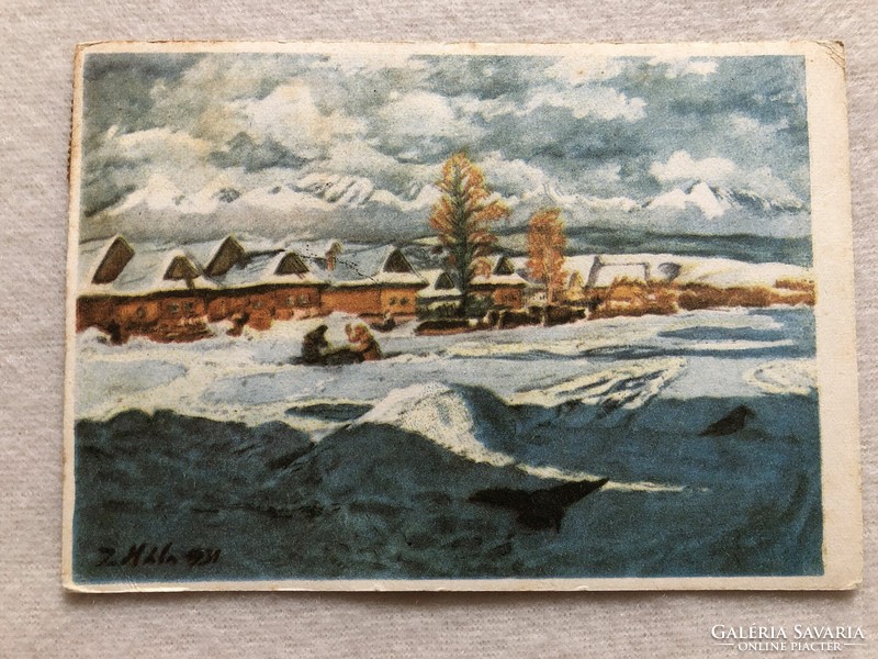 Old graphic Christmas card -4.