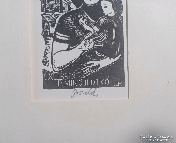 Ex libris - P. Mikó Ildikó - Bordás Ferenc grafikája (teljes méret: 21x15 cm)