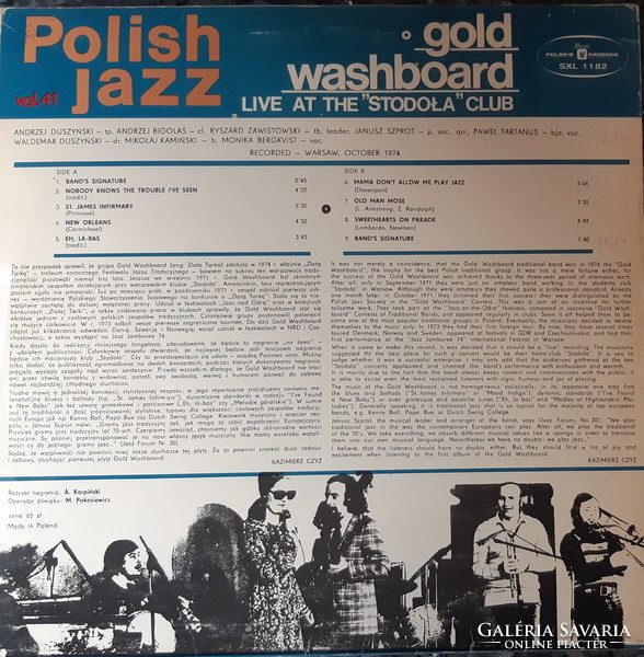 GOLD WASHBOARD   POLISH JAZZ  LP   BAKELIT LEMEZ  VINYL