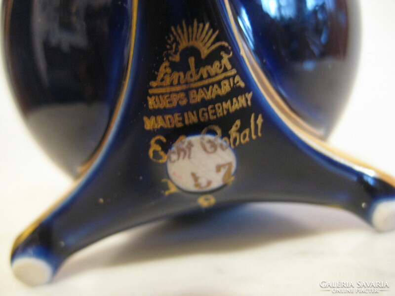 Lindner / bavaria , echt cobalt , candle holder , sphere , with three golden feet about 6 cm