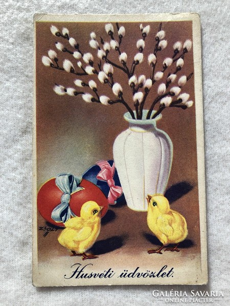 Antique, old graphic Easter postcard