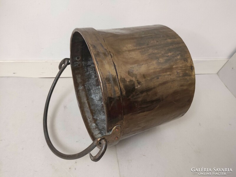 Antique kitchen copper cauldron heavy vessel brass decorative kettle with iron handle 877 6805