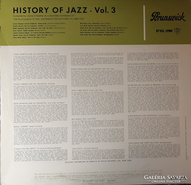 History of jazz - volume 3. Lp vinyl record