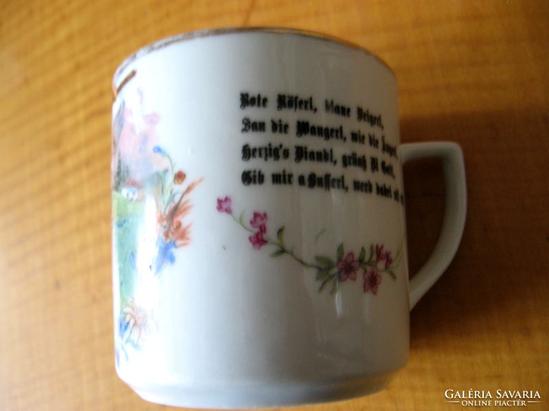 Antique scenic children's mug with a poem