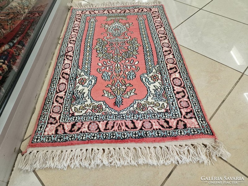 Valódi kashmír selyem 60x105 cm kézi csomózású perzsa szőnyeg MM_167