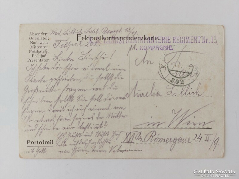 Old postcard portrait of József Ferenc i.Vh. Postcard