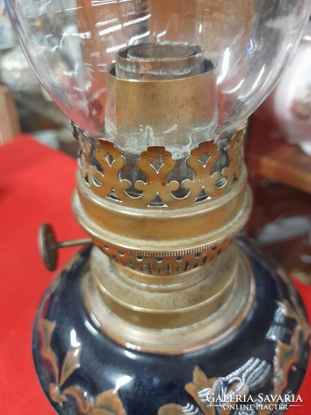 Old r. Ditmar Vienna Art Nouveau majolica chandelier petroleum lamp insert. 38 Cm.