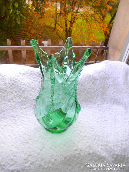 Kézműves  üveg váza -Szép vitrinben tartott állapot